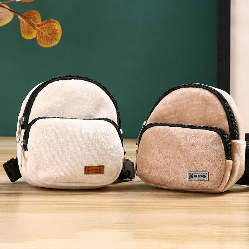 Cute Plush Pet Dog Backpack Outdoor Portable Dog Snack Bag Adjustable Pet Backpack With D-ring Puppy Bag Dog Accessories