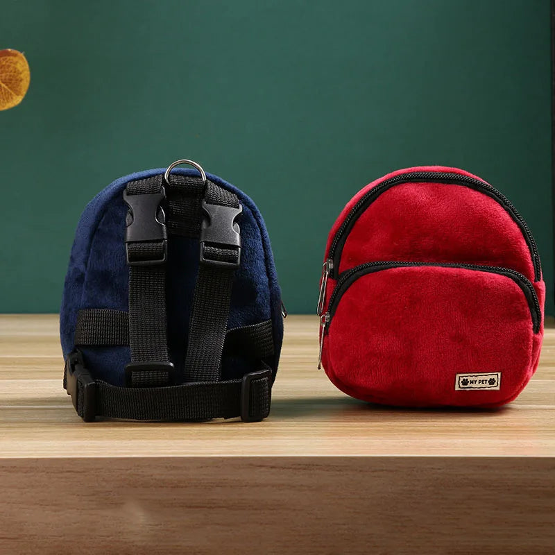 Cute Plush Pet Dog Backpack Outdoor Portable Dog Snack Bag Adjustable Pet Backpack With D-ring Puppy Bag Dog Accessories