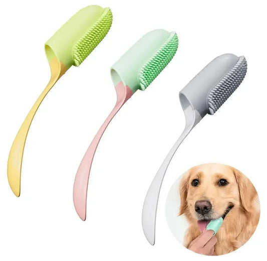 Dog Pet Finger Toothbrush Handlebar Teeth Cleaning Bad Breath Care Nontoxic Soft Silicone Tooth Brush Dog Cat Cleaning Supplies