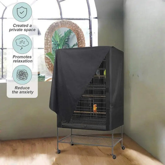 Bird Cage Cover Good Night Black Universal Oxford Cloth Waterproof Dustproof Cage Cover Blackout & Breathable Cage Shading Cover
