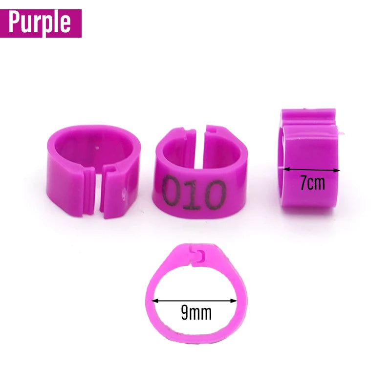 100Pcs New Pigeon Leg Rings Identify Dove Bands 9mm Plastic Parrot Clip Digital Foot Ring Pigeon Training Supply Bird Appliances