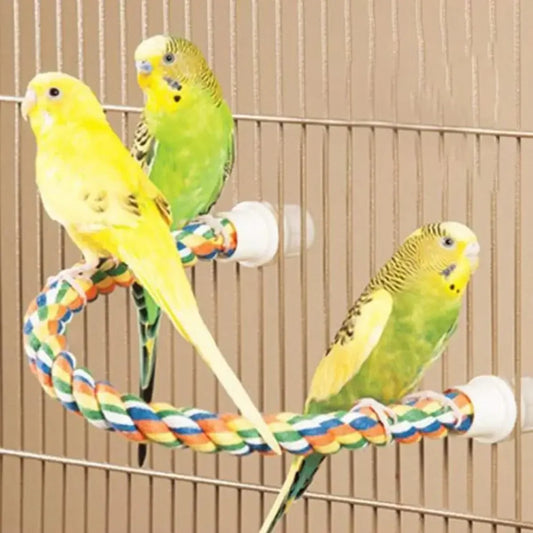 Bird Bite Toy Multi-color Parrot Standing Woven Rope Toy Bird Chew Toy Bendable Pet Parrot Standing Perches For Parakeet