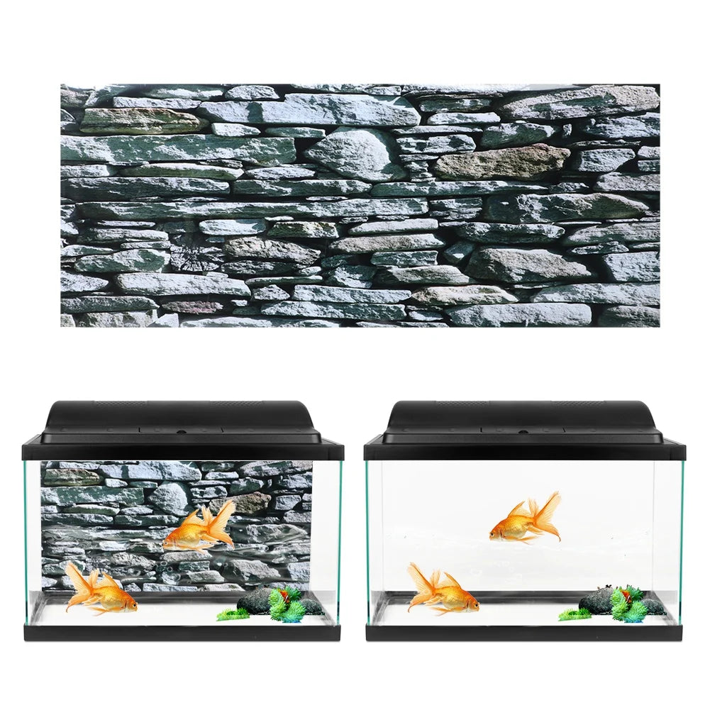 Background Poster Decorative Stonewalling Paintings PVC Sticker Landscape Image for Aquarium Fish Tank