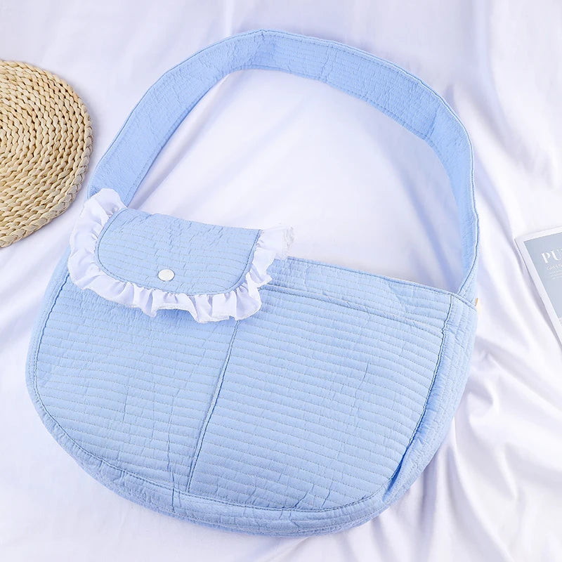 Handmade Dog Bag Pet Kitten Carrier Outdoor Travel Handbag Canvas Single Shoulder Cat Bag Sling Comfort Tote Bag Breathable