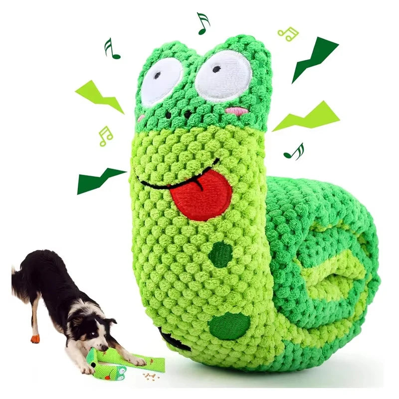 Dog Puzzle Feeder Interactive Toy Indestructible Plush Sound Squeak Puppy Toys For Resistant Foldable Snail Dogs Supplies