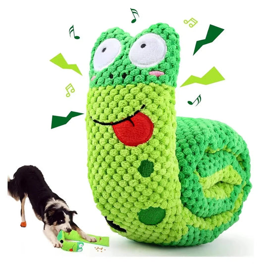 Dog Puzzle Feeder Interactive Toy Indestructible Plush Sound Squeak Puppy Toys For Resistant Foldable Snail Dogs Supplies