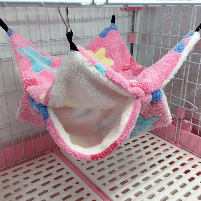 Double Layered Hamster Cage Sleeping Hammock Print Guinea Pig Clothes Bed Rodent Hammock Chinchilla Cage Little House