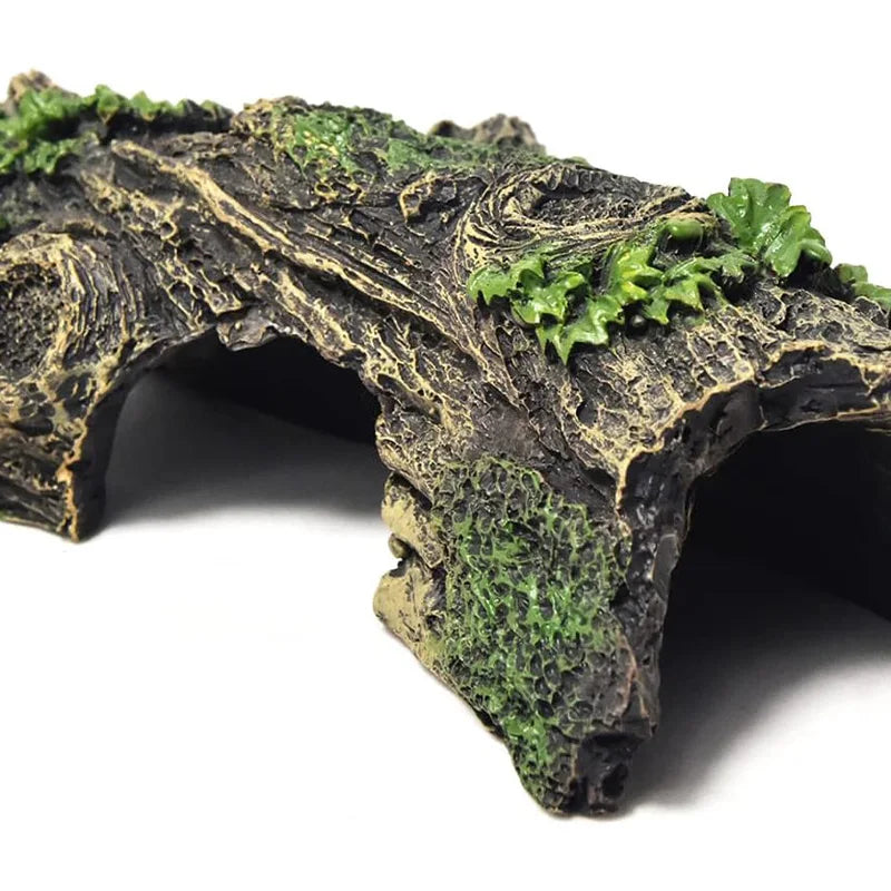 Aquarium Hollow Tree Tunnel Cave Ornament Fish Shrimp Reptile Hiding Shelter Fish Tank Decorations Small Fishbowl Accessories