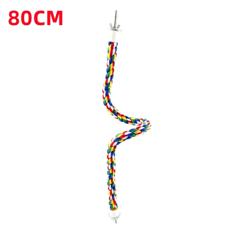 40/60/80cm Colorful Parrot Rope Hanging Braided Budgie Bird Cage Cockatiel Toy Pet Stand Accessories Ladder Swing Supplies