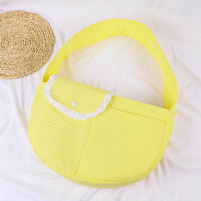 Handmade Dog Bag Pet Kitten Carrier Outdoor Travel Handbag Canvas Single Shoulder Cat Bag Sling Comfort Tote Bag Breathable