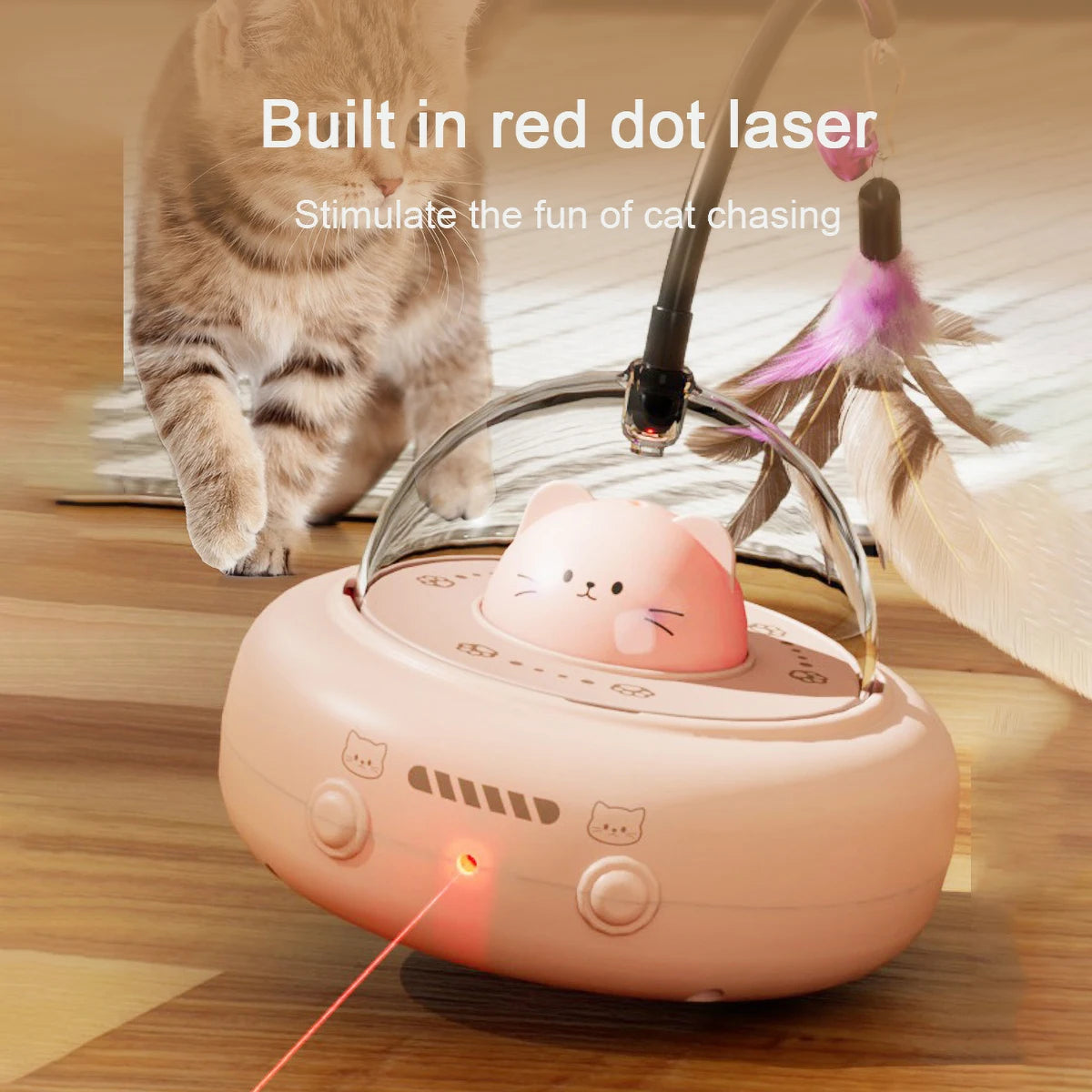 Intelligent Cat Teaser Toys Bionic Red Dot Laser with Rainbow Light Obstacle Avoidance Cat Toy USB Charging Automatic Standby
