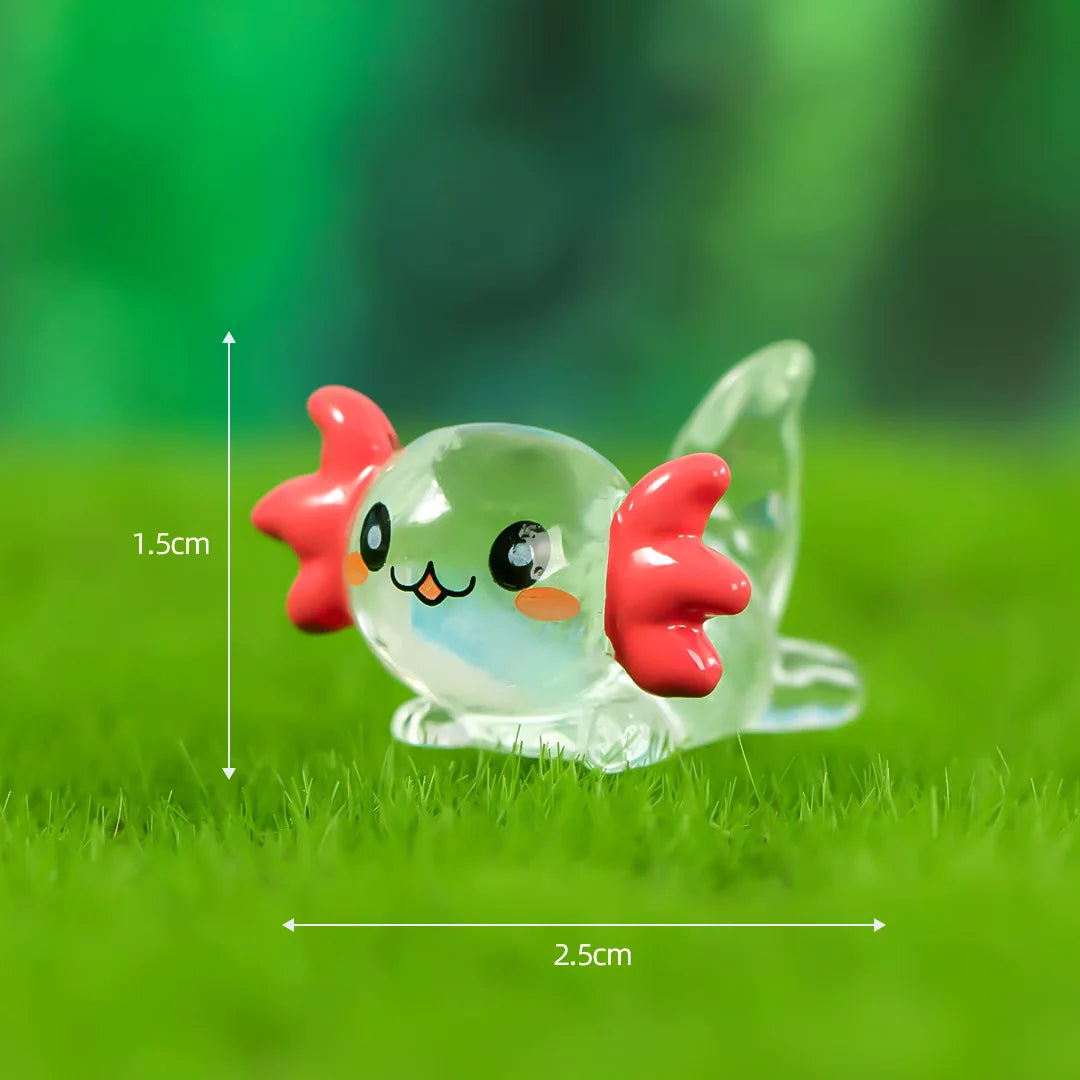 8-15PCS Luminous Axolotl Miniatures Ambystoma Mexicanum Glow At Night Moss Microlandscape Decoration Cute Animals Fish Tank DIY