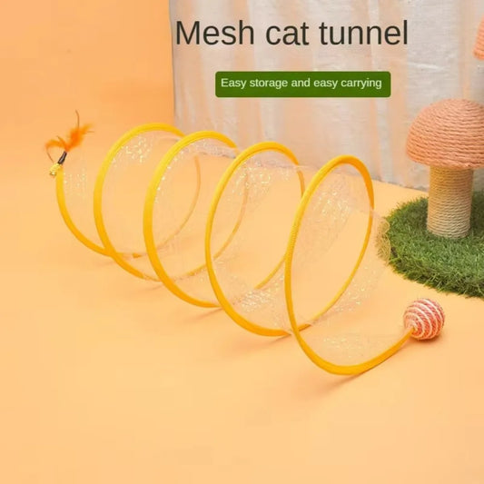 New Folded S Type Cat Tunnel Spring Toy Mouse Tunnel with Balls Convenient Storage Kitten Outdoor Interactive Toys Pet Products
