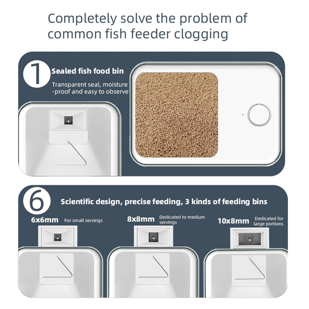 WiFi Smart Automatic Feeder Aquarium Goldfish Timing Feeder 100ML Large Capacity APP Control Feeding Records Remind Fish Feeder