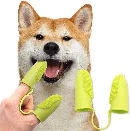 Pet Two-finger Toothbrush Dog Cat Pet Super Soft Teeth Clean Breath Care Tooth Brush Clean Tool Dog Cat Toothbrush Accessories