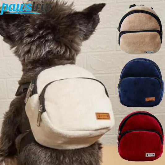 Cute Plush Pet Dog Backpack Outdoor Portable Dog Snack Bag Adjustable Pet Backpack With D-ring Puppy Bag Dog Accessories