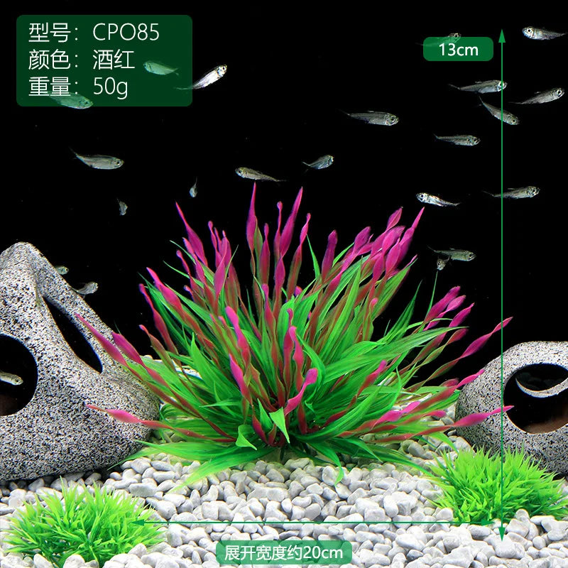 1pc Artificial Underwater Plants Aquarium Fish Tank Seaweed Decoration Green Purple Water Grass Viewing Decorations for Home