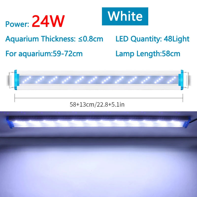 Extensible Waterproof Clip on Lamp For Fish Tank Super Slim Fish Tank Aquatic Plant Grow Aquarium LED Light 18-58cm