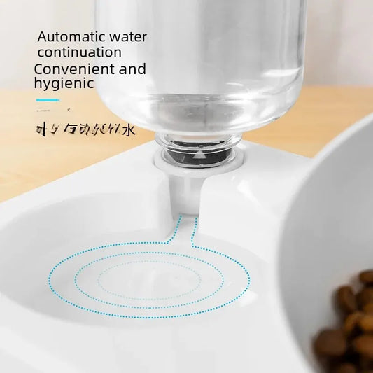 Double Bowl Automatic Watering Pet Anti-overturn Rice Plastic Cat Dog Food Bowl Cats Dogs Pet Tableware