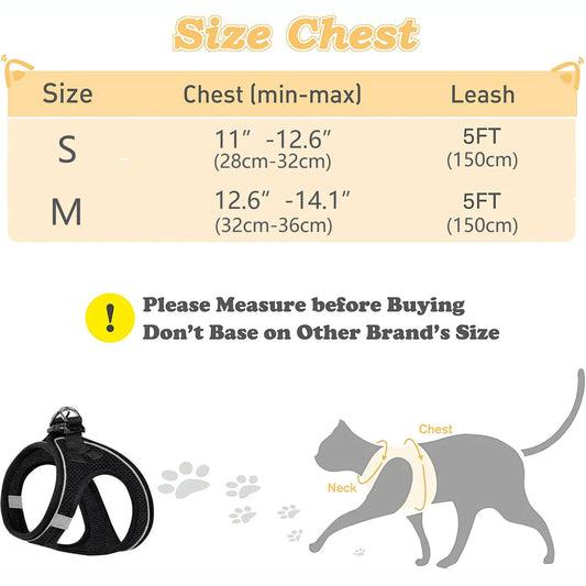 Cat Harness and Leash for Walking Escape Proof, Adjustable Kitten Vest Harness Reflective Soft Mesh Puppy Harness for Outdoor, C
