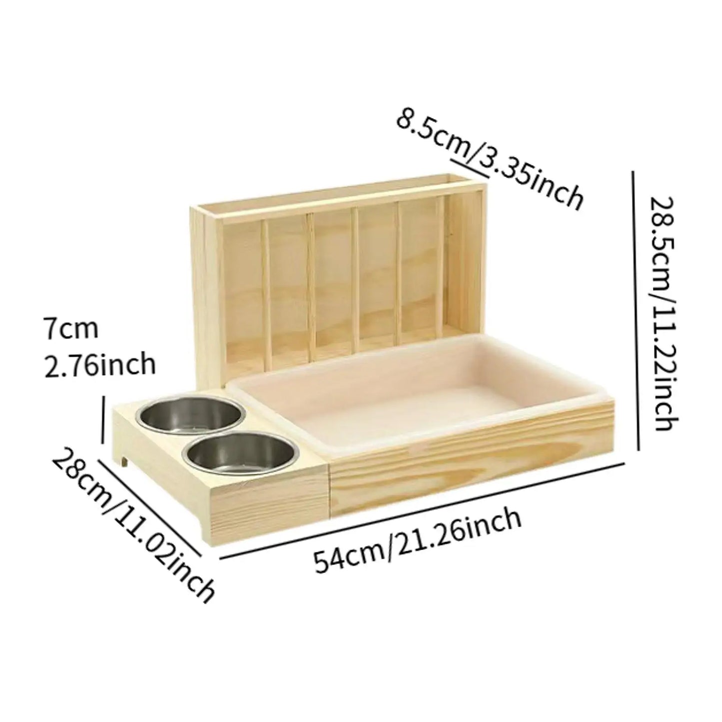 Rabbit Hay Feeder with Litter Box,Hay Holder with Bowls Less Waste Wood Bunny Hay Feeder for Guinea Pig Bunny Small Animals