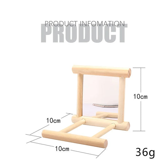 Bird Mirror Toy with Perch Stand for Parrot Budgie Parakeet Cockatiels Conure Finch Lovebird Canary Macaw Amazon Cockatoo