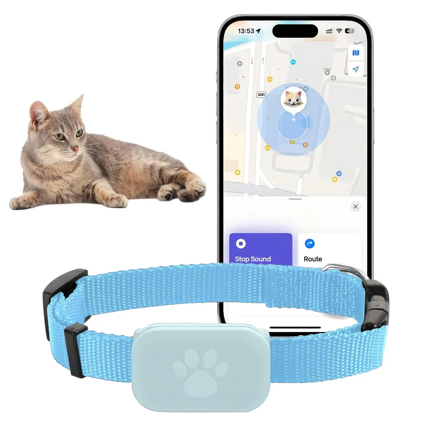 GPS Collar for Cats Kitten Collar With Tracking Safety Protection Long-Lasting Battery Pet Cat Locate Supplies