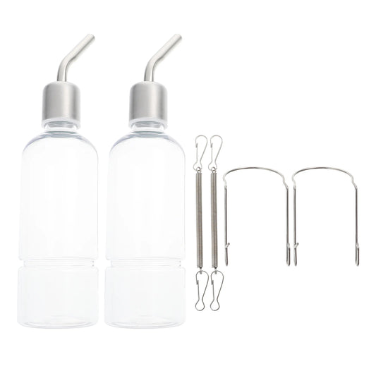 2 Pcs Rabbit Water Bottle Pet Hanging Feeder Leak Proof Transparent Design Guinea Pig Dispenser Container Watering Supplies