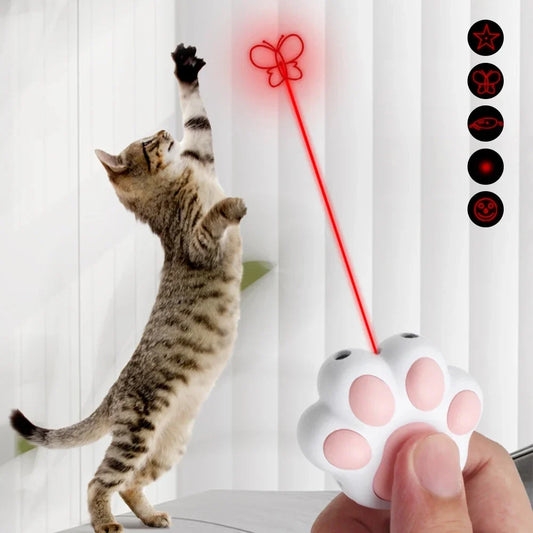 Pet Cat Laser Toys Rechargeable 5 Adjustable Patterns Cats Interactive Transform Pattern Kitten Training Funny Laser Toy Dog Toy