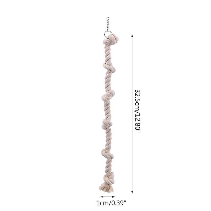 Hanging Cotton Rope Swing Cage with Knots, Parrot Climbing Toy, Boredom Breaker for Budgies