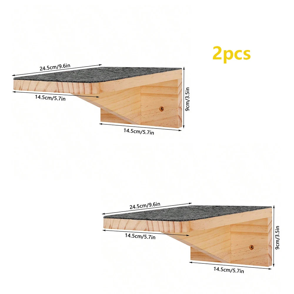 Cat Climbing Shelf Furniture Wall Mounted Cat Hammock and Wooden Stairway with Scratching Post for Cats Indoor Playing and Rest