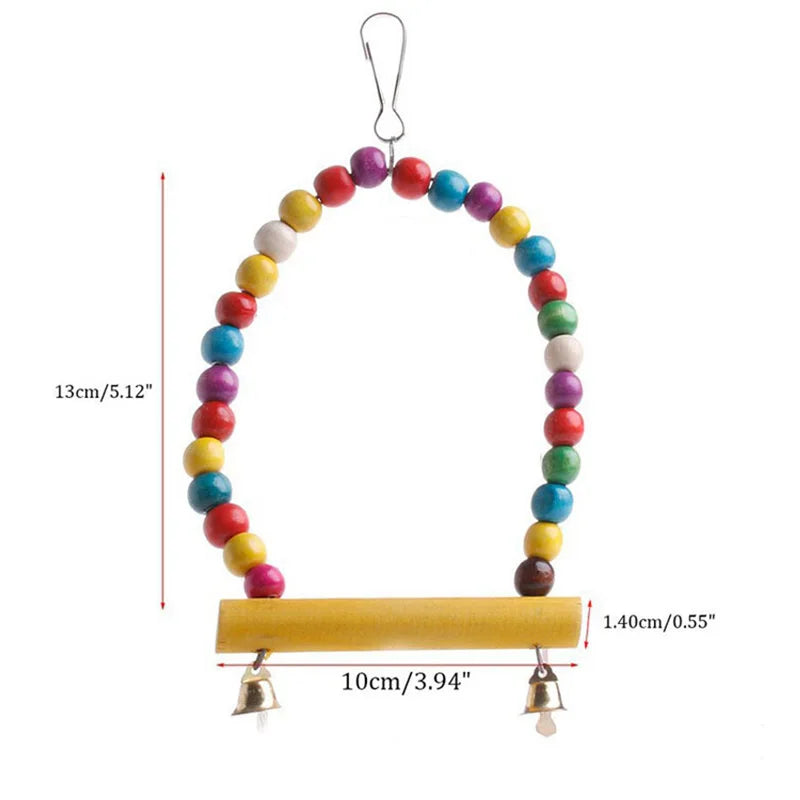 1Pc Parrot Bite Toy Bird Ring Bell Parrot Hanging Swing Chain Toy Parakeet Chew Swings Toy with Hanging Bells Bird Accessories