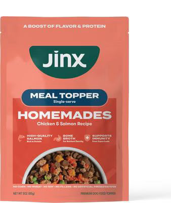 Jinx Chicken & Salmon Homemades Grain-Free Wet Dog Food Meal Topper, 3-oz pouch, case of 8