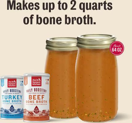 The Honest Kitchen Human Grade Daily Boosters Beef Bone Broth with Turmeric for Dogs