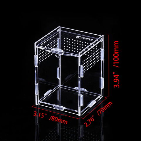 Acrylic Reptile Breeding Box Transparent Terrarium Habitat Insect Spider Lizard Scorpion Feeding Cage Arboreal Enclosure Case