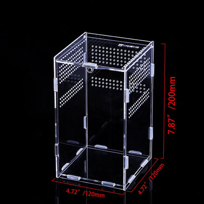 Acrylic Reptile Breeding Box Transparent Terrarium Habitat Insect Spider Lizard Scorpion Feeding Cage Arboreal Enclosure Case