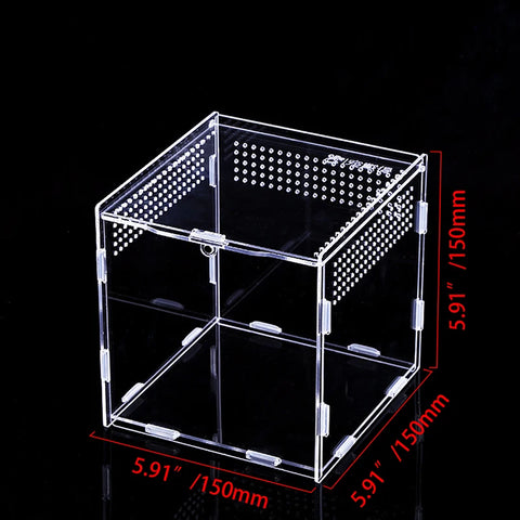 Acrylic Reptile Breeding Box Transparent Terrarium Habitat Insect Spider Lizard Scorpion Feeding Cage Arboreal Enclosure Case