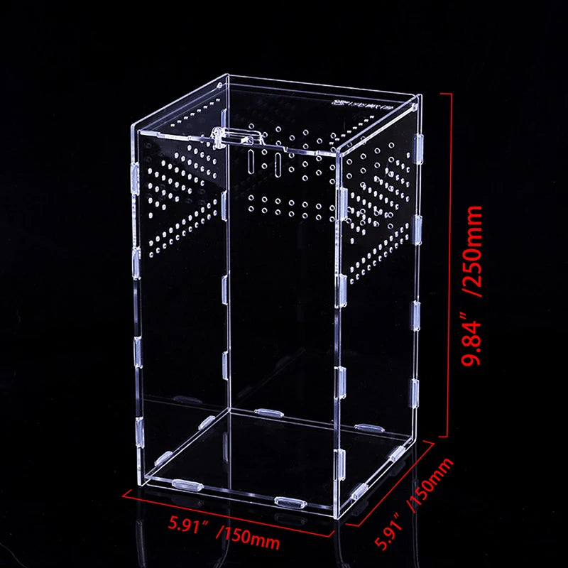 Acrylic Reptile Breeding Box Transparent Terrarium Habitat Insect Spider Lizard Scorpion Feeding Cage Arboreal Enclosure Case