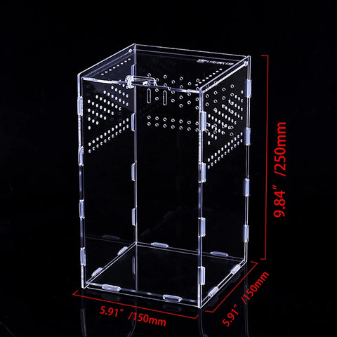 Acrylic Reptile Breeding Box Transparent Terrarium Habitat Insect Spider Lizard Scorpion Feeding Cage Arboreal Enclosure Case