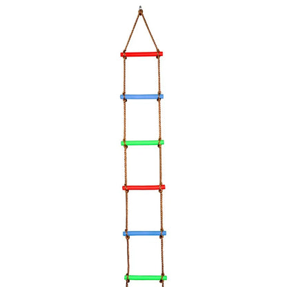 Wooden Rope Ladder Kids Fitness Toy Multi Rungs Climbing Game Toy Outdoor Training Activity Safe Sports Rope Swing Swivel Rotary