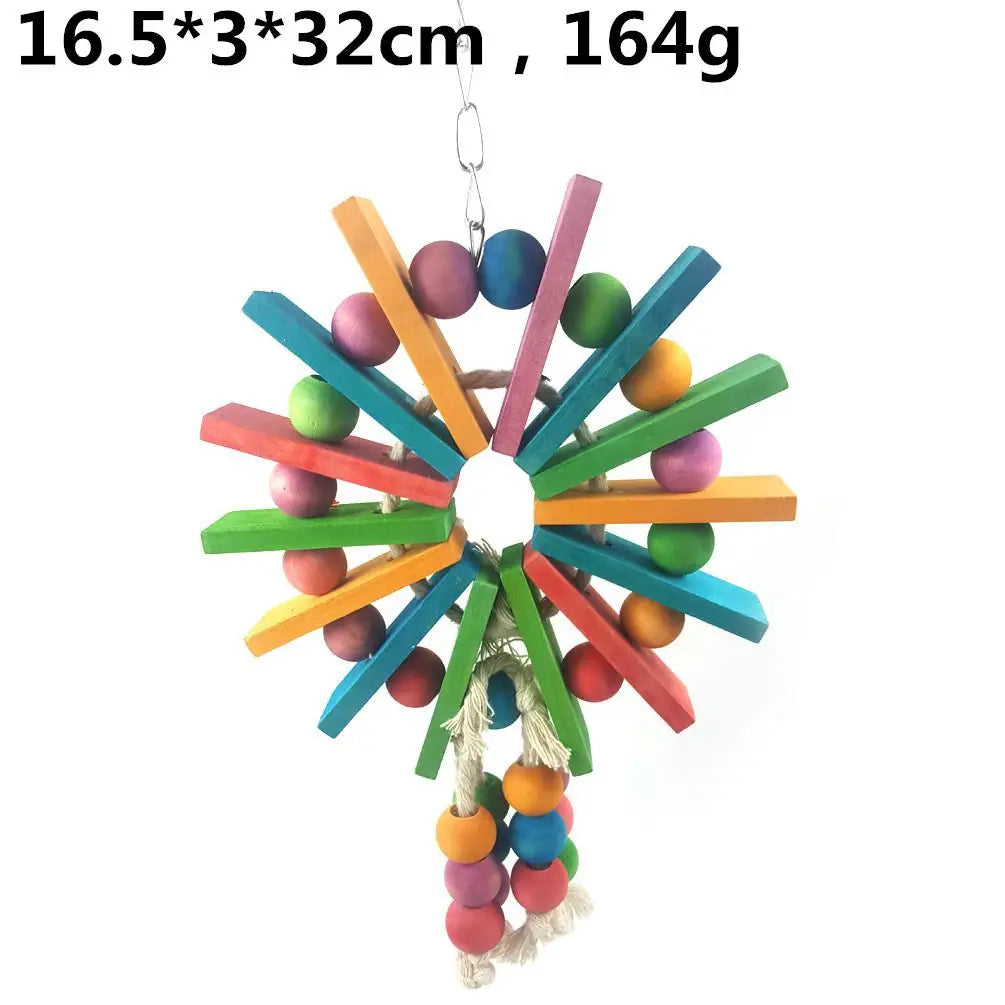 Parrot Grinding Swing Station Ladder String Toy, Bird Supplies, DIY Claw, Paw Dumbbell, Color Wood Rope, Pet Products