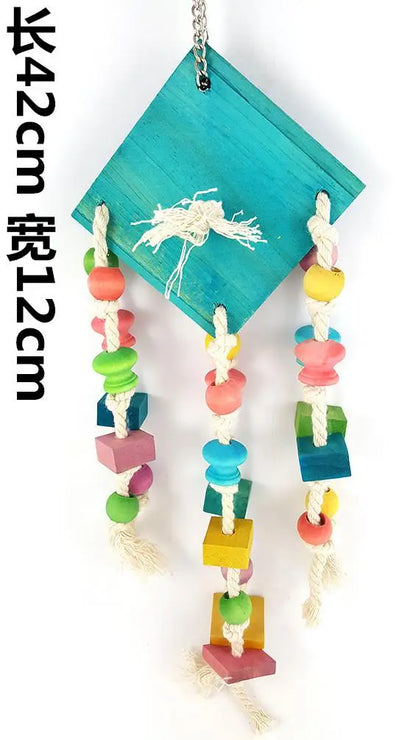 Parrot Grinding Swing Station Ladder String Toy, Bird Supplies, DIY Claw, Paw Dumbbell, Color Wood Rope, Pet Products