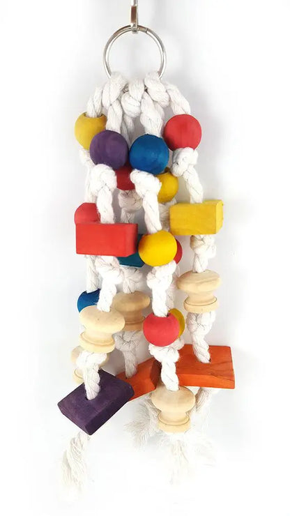 Parrot Grinding Swing Station Ladder String Toy, Bird Supplies, DIY Claw, Paw Dumbbell, Color Wood Rope, Pet Products