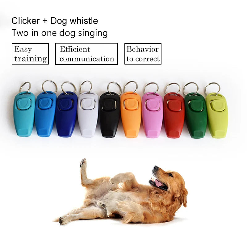 2 In 1 Pet Dog Training Clicker Pet Dog Cat Training Whistles Key Ring and Wrist Strap Dog Trainings Behavior pet Supplies