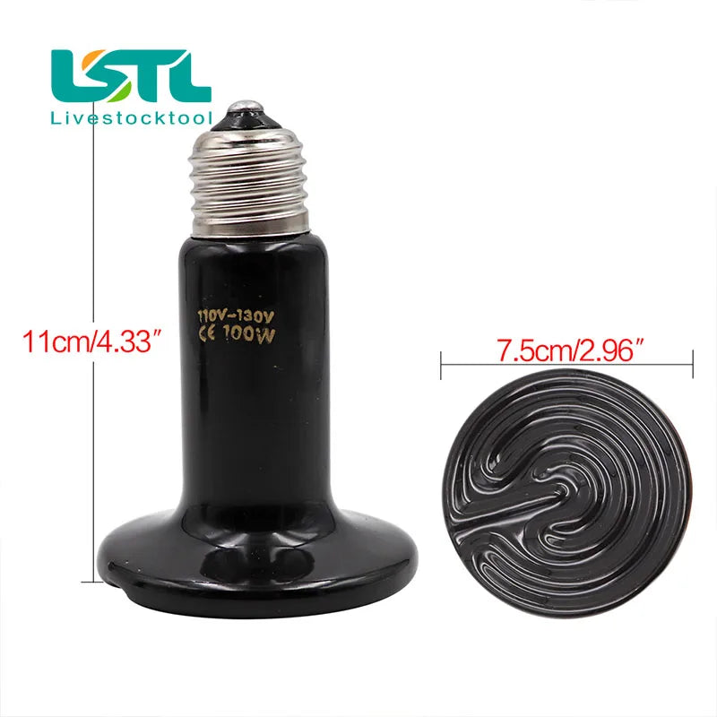 2 Pcs Pet Reptile Heating Bulb Infrared Ceramic Emitter Heat Lamps Pet Brooder Reptile Lamp 220V-240V