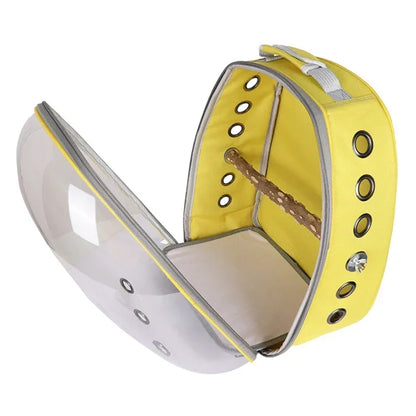 Adjustable Bird Carrier Backpack Travel Parrot Bag Cage Portable Breathable Birdcage with Wooden Stick Stand Outdoor Pet Bag