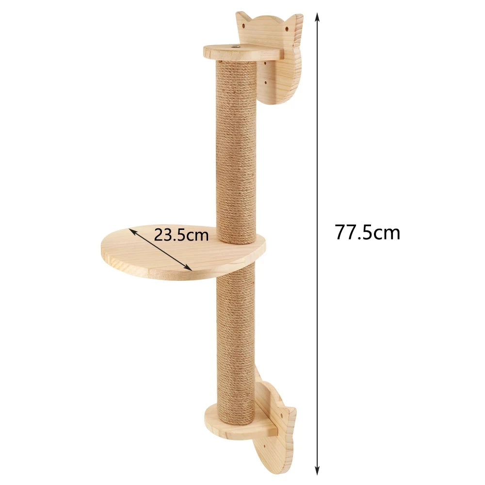 Cat Climbing Shelves Wall Mounted Cat Tree Wooden Furniture Scratcher Jumping Platform Rope Ladder Cat Sleeping and Playing