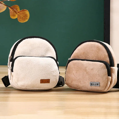 Cute Plush Pet Dog Backpack Outdoor Portable Dog Snack Bag Adjustable Pet Backpack With D-ring Puppy Bag Dog Accessories