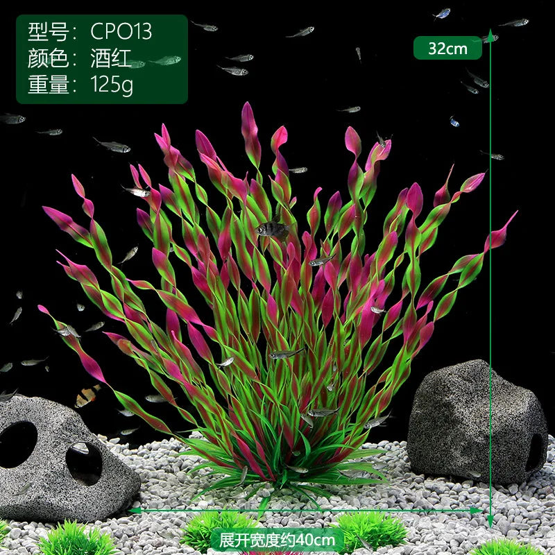 1pc Artificial Underwater Plants Aquarium Fish Tank Seaweed Decoration Green Purple Water Grass Viewing Decorations for Home
