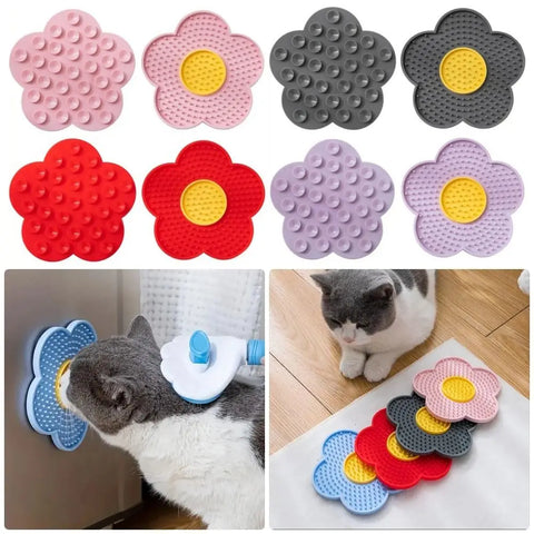 1Pcs Durable With Suction Cup Dog Licking Mat Sunflower Shaped Silicone Pet Lick Pad Cat Placemat Pet Supply